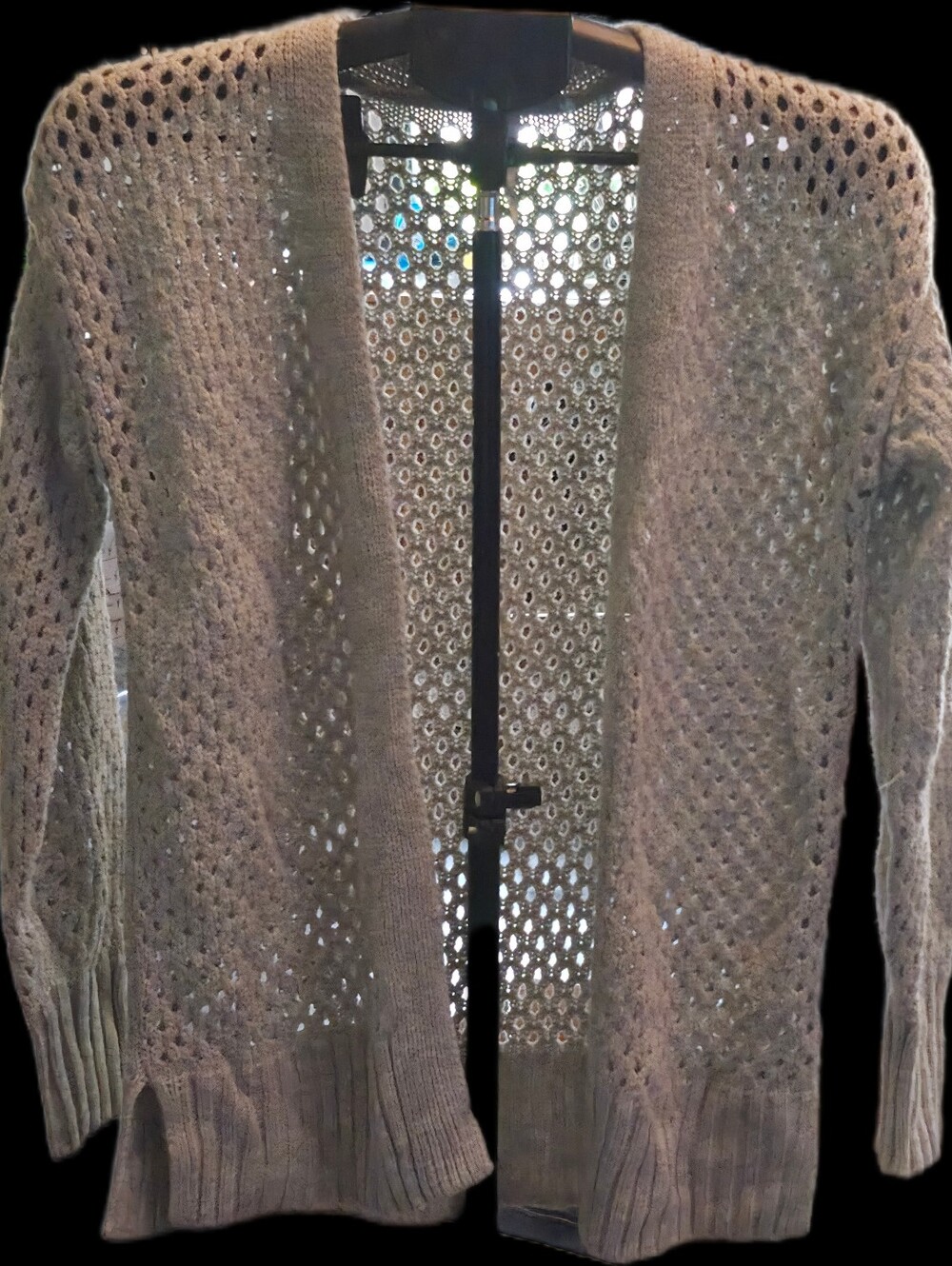SO Light Gray Open-Knit Crochet Sweater - Girls XL (14/16)